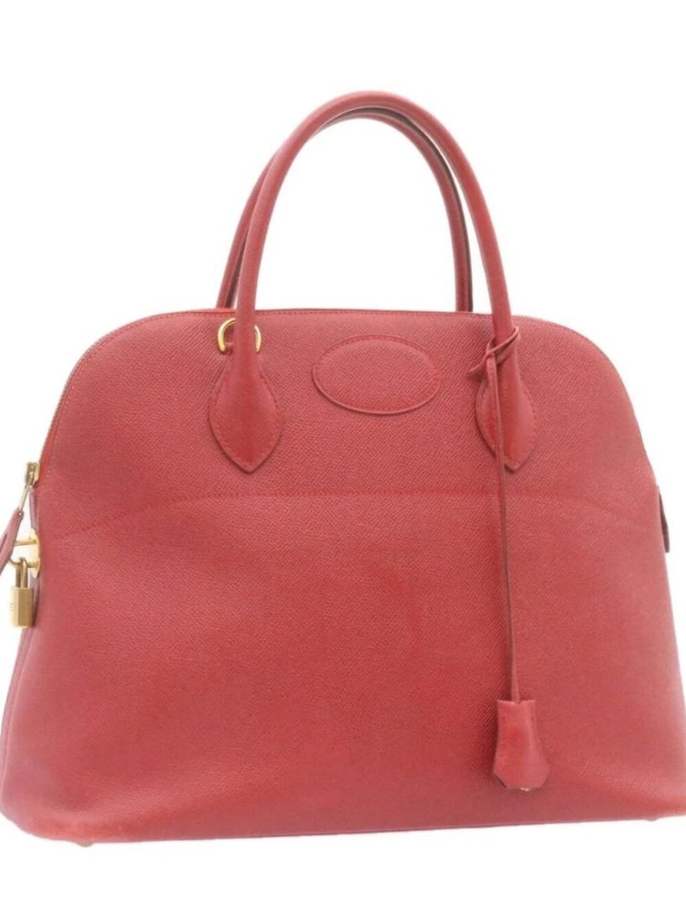 HERMES Bolide 37 Hand Bag Leather Red Auth nh122SAM - Picture 1 of 16